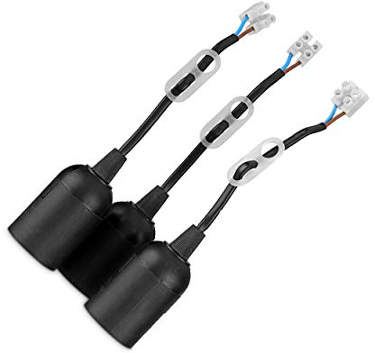 REV, Pacco di 3 portalampade (E27), nero