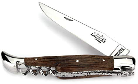 Forge De Laguiole Collection Taschenmesser - 12 cm - Fossile Mooreiche - Doppelplatine - Korkenzieher - Klinge 10 cm und Backen glänzend