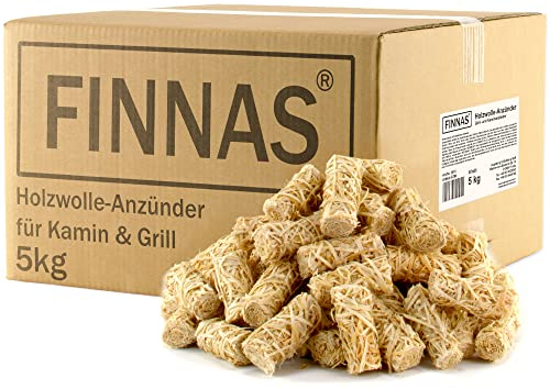 FINNAS 5 kg Holzwolle Premium Anzündwolle Anzünder Kaminanzünder 400 Stück Grillanzünder Öko Ofenanzünder aus Holz und Wachs Feueranzünder Kamin Holzanzünder Ofen Kaminofen Kaminofenanzünder