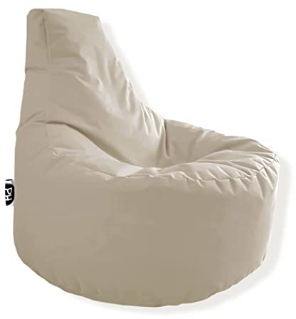 PATCH HOME Gamer Kissen & Lounge Sitzsack – befüllbar mit Reißverschluss, gefüllt mit Styropor, geeignet für In- & Outdoor. Perfekt als Gaming Sessel Sitzkissen (Creme - Ø 75cm x Höhe 80cm)