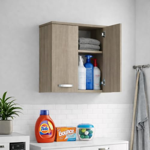 Linea Azzurra Pensile Bagno Sospeso Milleidee a Due Ante in Legno Made in Italy 71x38x77cm Olmo Mobile Salvaspazio Stretto per Bagno, Ufficio, Soggiorno