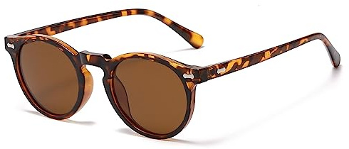 LJCZKA Lunette de Soleil Polarisée Ronde Homme Femme Vintage Rétro Lunettes de Soleil Femme Polarisées Protection UV400
