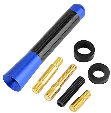 Antena de Coche de 3, Antena de Repuesto de Coche de 3 Pulgadas, Antena Corta de Radio de Tornillo de Fibra de Carbono para Modificación Universal de Coche (Azul)