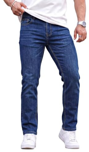 GINGTTO Hommes Jeans Slim Fit Pantalon en Jean Stretch pour Hommes avec élasticité Bleu 30