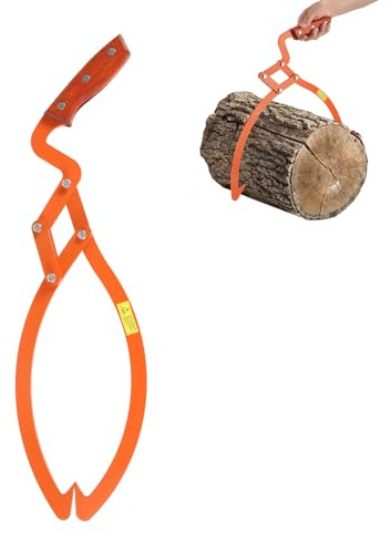 Log Tongs, 20 Log Lifting Tongs Heavy Duty 2 Claw Skidding Tongs Anti Slip Grip Log Grabber Tongs Loading Capacity 110 lbs Log Lifting Hook for Handling Dragging Carrying Tool, Orange