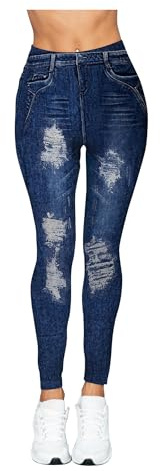 JYC CREATIVE 1 Leggin termico finto jeans da donna, pantaloni termici, elastici e confortevoli, pantaloni in pile, leggings caldi per l'inverno, abbigliamento termico femminile