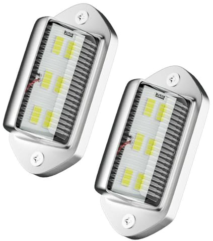 YiYunTE 2Pcs Luz Matrícula Coche 6Leds DC 12V-24V Luces Matrícula Coche Impermeable Luz Matricula Led Coche Luces Traseras Matrícula Lámpara LED Coche Luz de Remolque para RV Camiones Caravana (Plata)