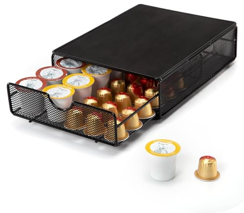SYSYLY Porta capsule di caffè, organizer per cialde di caffè, cassetto per capsule di caffè, organizer per 35 capsule,nero, ideale per piccoli contatori di.
