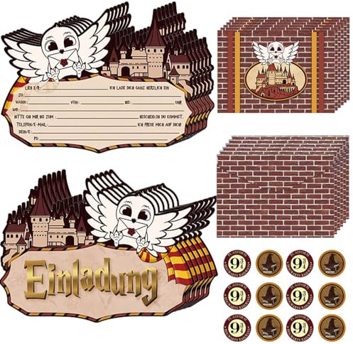 Glamifyr 12 Stk Harry Einladungskarten,Wizard Einladungskarten Kindergeburtstag Magical Partys, Magical Party Einladungen Zauberer Themenpartys, Einladungskarten Kindergeburtstag Mit Umschlag