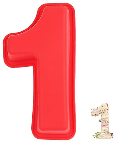 YXHZVON Moule à Gâteau Number 1, Moules Chiffre Cake, Grands Moules à Gâteau 3D en Silicone, Moules à Forme Spécifique Forme de Chiffre Convient pour Anniversaires, Fêtes (Rouge)