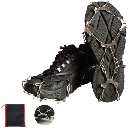 YQBFTC Crampons pour Bottes de randonnée,Crampons de Glace Universelles Traction Crampon,Crampons à Neige avec 10 Dents Crampons antidérapants pour la Marche,Le Jogging,l'escalade et la randonnée