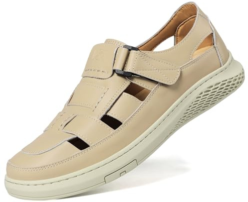 Moudn Sandales d'été en cuir pour homme - Sandales de sport pour hommes Sandales décontractées à bout fermé sandale homme cuir Pour l'extérieur Respirantes Pour le sport pêcheur
