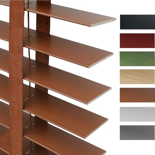 Listelli Da 5 Cm Tende Veneziana In Legno 30cm 45cm 60cm 75cm 90cm 100cm 105cm 120cm 135cm 150cm 160cm Persiane Oscuranti Privacy Oscuranti Isolamento Termico(Marrone)
