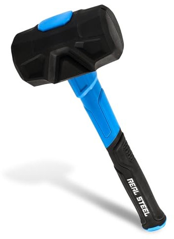 Real Steel Rubber Mallet Hammer 16 OZ Black Rubber Hammer with Solid Head, Double-faced Mallets for Flooring, Woodworking, Camping, Automotive 0325