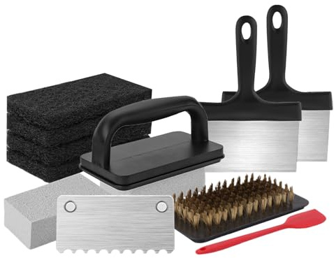 Kit per la pulizia della pietra della piastra, cuscinetti resistenti per griglia, 24,5 x 17 x 11 cm, utensili da cucina multiuso, per la pulizia del barbecue, picnic, spiaggia, accessori da campeggio