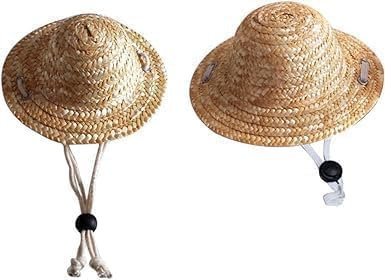 1Pc Novelty Summer Adjustable Pet Dog Outdoor Straw Hat with Neck Strap Adjustable Comfortable Puppy Small Kitty Cat Sunhats Dog Hat, Outdoor Sun Protection Accessories