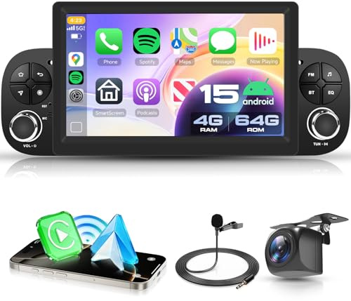 VECHTEL 4G+64G Android 15 Autoradio per FIAT Panda 2013-2020, 7 Pollice HD Schermo Auto Radio co Carplay Android Auto senza Fili GPS Wi-Fi USB Bluetooth FM RDS Retrocamera