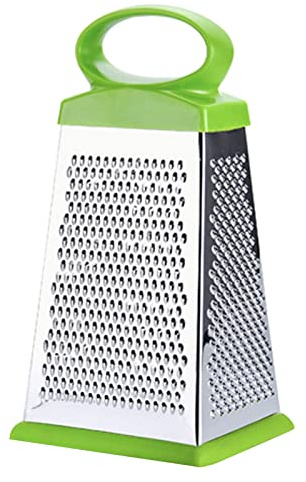 SHYYOULQE Grattugia verticale in acciaio inox a quattro lati per formaggio grattugia per cetrioli, carote, patate con manico pelapatate a quattro lati