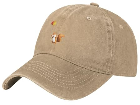WHJDPP Black Adult Baseball Cap Hat Squirrel catching Balloons Printed for Men and Women Sports Travel use, Natural, One Size