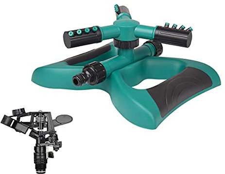Lawn Sprinkler System,Automatic 360 Rotating Garden Water Sprinklers Head Lawn Irrigation - Up To 3600 Square Feet Coverage With Free 3 Arm Irrigation Spray Water