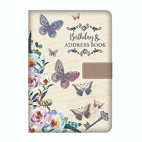 Telephone Birthday & Address Book A-Z Index Hard Back Vintage Fabric Cover A5 Organiser Book (Butterfly)