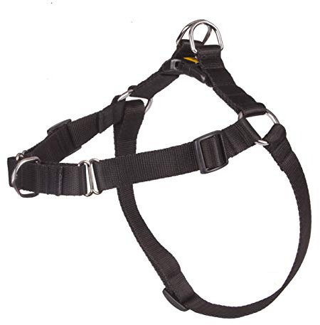 Dingo Hundsele storlek 85 (61 – 90 cm) bredd 2,5 cm svart inget drag sele tillverkad av polypropenband anti-drag inget drag för din hund bröstsele svart