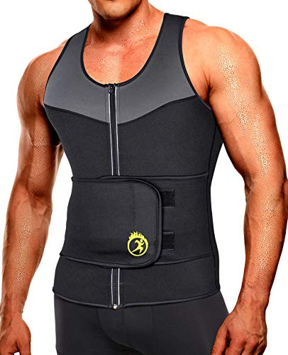 SEXYWG Vêtements Ceinture De Sudation Homme Minceur Débardeur Sauna Gilet Fitness Abdominale Gaine Sport Ventre Plat T Shirt Neoprene Veste Noir - XXL