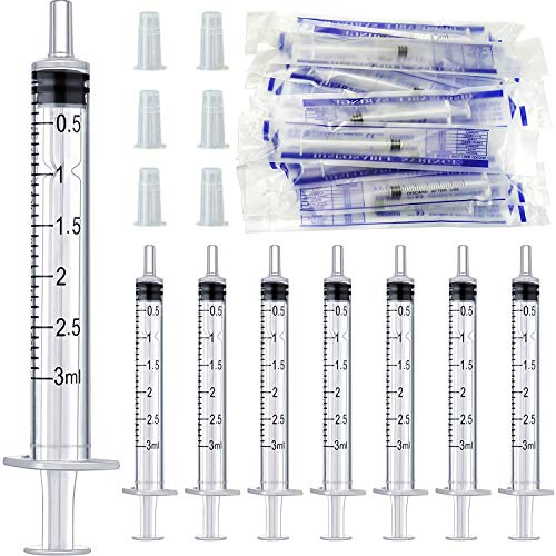 Gebildet 40pcs 3ml Seringue Stériles(Sans Aiguille) avec Casquettes,Jetables en Plastique Seringue,pour Nourrir Petit Animal avec des Aliments ou des Médicaments