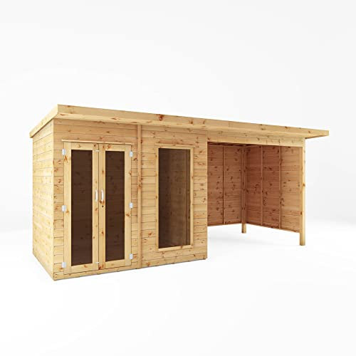 Waltons 16x6 ft Wooden Summerhouse with Covered Patio, Garden Room