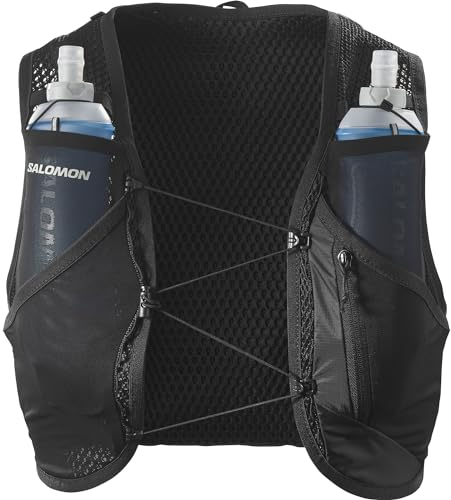 Salomon Active Skin 8 Unisex Running Hydration Vest Hiking Trail With Flasks Included, Easy Hydration, 8L Precision Fit, and Optimized Storage