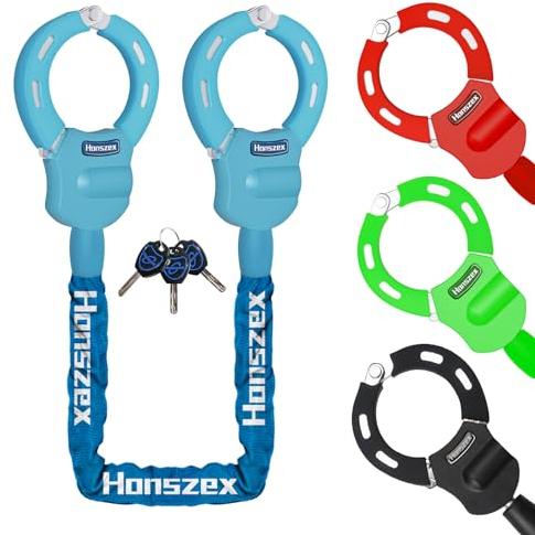 Honszex E Scooter Schloss, Handschellenschloss, Fahrradschlossmit Schlüssel, 36.22inch Farbenfroh Hochsicherheitsschlösser, Bike Lock, Zubehör für Elektrofahrräder und Elektroroller