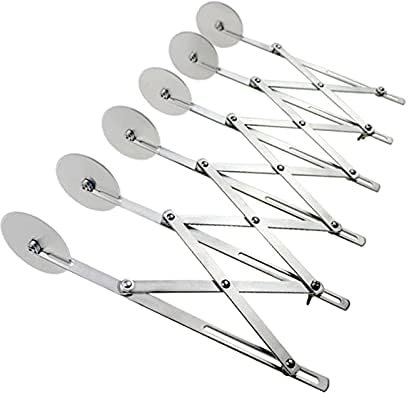Cortador de repostería de acero inoxidable expandible para pizza, cortador de varias ruedas, cuchillo de repostería multiredondo, cortador de masa de galletas (6 ruedas)