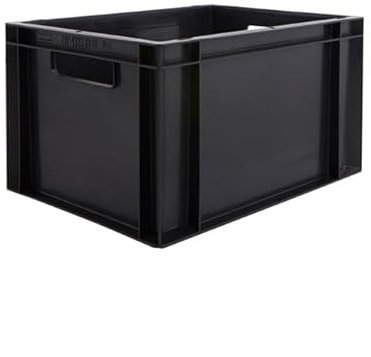 BiGDUG Essentials Recycled Euro Stacking Box - Black Storage Box - 230h x 300w x 400d mm - 20 Litre