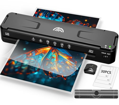 A3 Laminator Machine with 30 Laminating Sheets, Fast Warm-Up No Jam Laminator, 11x17 Cold & Thermal Laminating Machine for Home School Office