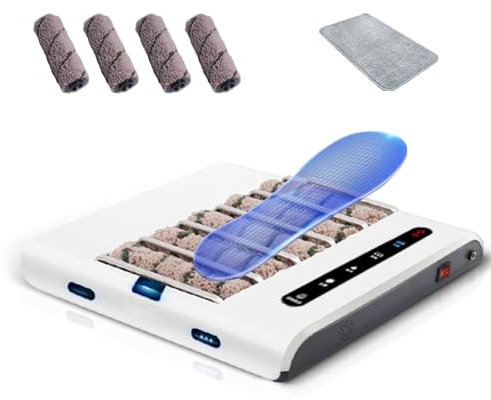 DOJOEUU Machine de Nettoyage Automatique de Semelles, Nettoyeur de Chaussures Domestique avec 5 brosses et Tapis de Sol, cireuse à Chaussures Rechargeable, Aspiration puissante de 1000 PA