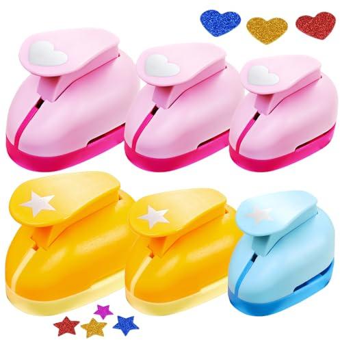 Troqueladora de papel, 6 unidades, perforadora de diseño, perforadora, perforadora, perforadora, perforadora para motivos, juego de perforadoras para etiquetas de regalo, álbumes de recortes,