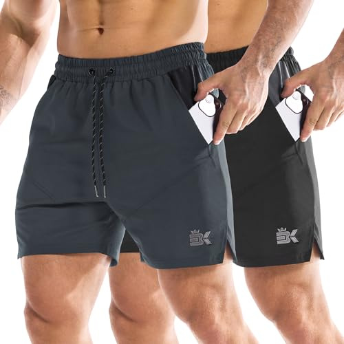 BROKIG Men's Dry Gym Shorts Running Sports Tennis Football M