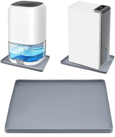 Dehumidifier Drip Pan, 18''x15'' Humidifier Drip Pan, Prevent Water Leakage and Protect Floor & Carpet, Non-Slip & Leak-Proof Silicone Mat with Raised Edge, for Under Dehumidifier and Humidifier Mat