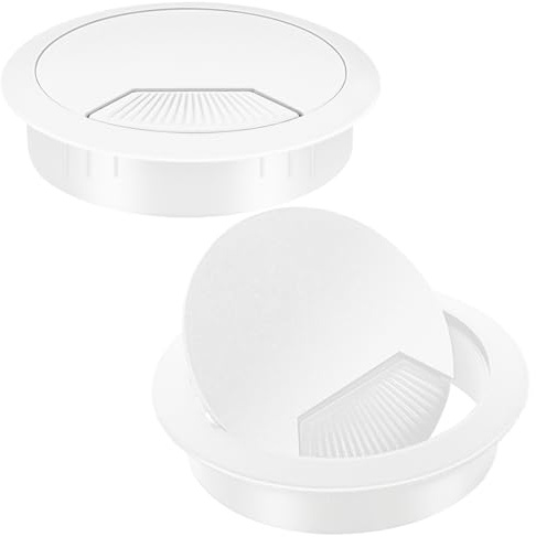 4 stycken kabelgenomföring skrivbord 60 mm vit kabelgenomsläpp bordsutmatning plast för bord kontor skrivbord