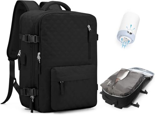 BJLFS Zaino Ryanair 40x30x20 Sottovuoto con Pompa Zaino da Viaggio Ryanair 40x20x25 Borse da Cabina per Wizzair Bagaglio a mano Easyjet 45x36x20 Sottovuoto Zaino Casual per Laptop 14 Pollici nero