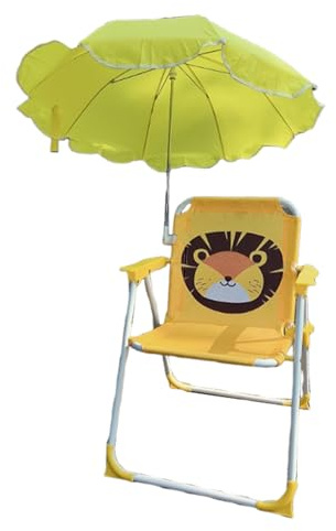 Generisch Sedia da campeggio portatile, 38 x 52 cm, per bambini, con ombrellone, in metallo, per parco, giardino, pesca, escursionismo