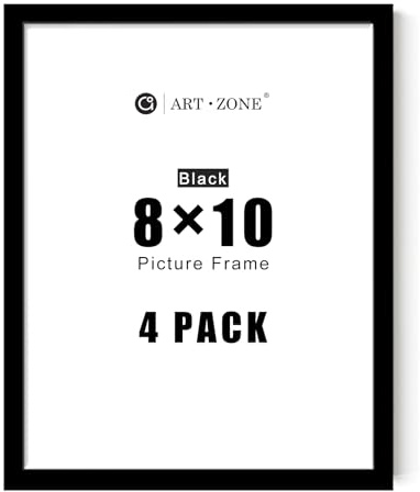 Svarta bildramar – 8 x 10-4-pack foto- och affischram set för väggdekor och bordsskärm, minimalistisk svart ramsamling