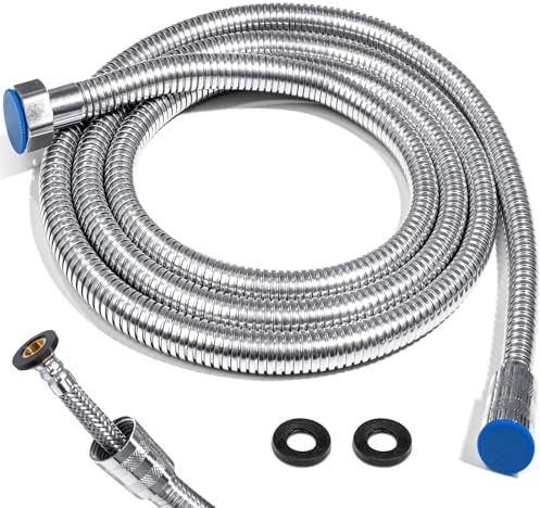 Tubo doccia in acciaio inox, diametro interno 10 mm, flessibile, universale, tubo interno intrecciato in acciaio inox, lunghezza extra (argento)