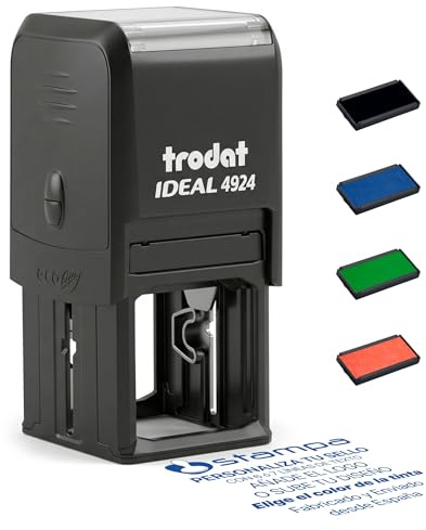 Trodat Ideal 4924 SELLO PERSONALIZADO Cuadrado (40x40 mm) - Sellos de Caucho Personalizados Automáticos con Logo - Cuño Personalizado para Empresas, Bodas y Logotipos Circulares - STAMPA