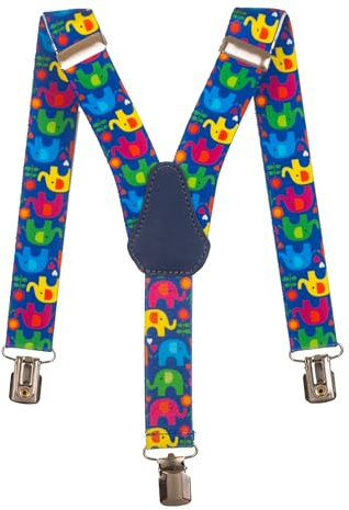 Olata Tirantes de Tela Elastizada Infantiles Unisex En Forma De Y Con Diseño de Elefante De 1-5 Años - 2.5cm. Morado