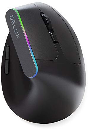 DeLUX Ergonomische Maus Kabellos, Vertikale Maus, Stummes Klicken, 2.4G, 6 Tasten, 1600DPI, für Karpaltunnel, Handgelenks- und Handstrapazen, für Computer/Laptop/PC/Mac (M618C-Schwarz)