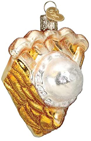 Old World Christmas Apple Pie a la Mode Glass Blown Ornament for Christmas Tree, Handcrafted Holiday Decoration, Ice Cream Collection