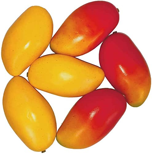 Ulalaza Confezione da 6 frutti artificiali realistici in mango per decorazione di casa, cucina, feste, ufficio