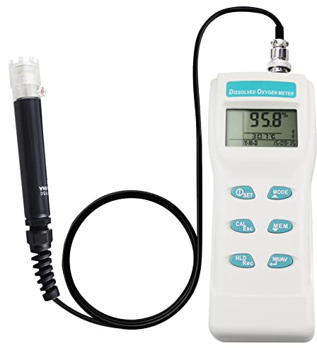 Dissolved Oxygen Meter Data Logger DO Meter with Electrode Portable Digital DO & Temperature Tester with 99 Groups Recording, Dissolved Oxygen Meter Analyzer for Aquarium/Hydroponics/Ponds/Water/Home