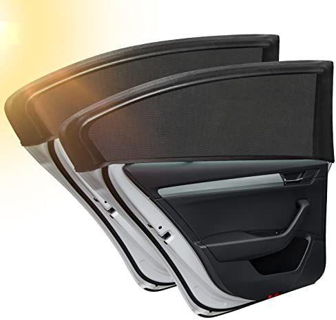URAQT Sonnenschutz Auto Baby Kinder, 2 Stück Sonnenblende Auto mit UV Schutz, Universal Sonnenschutzrollo Autoscheiben Heckscheibe Seitefenster Netz für Baby Kinder Haustiere